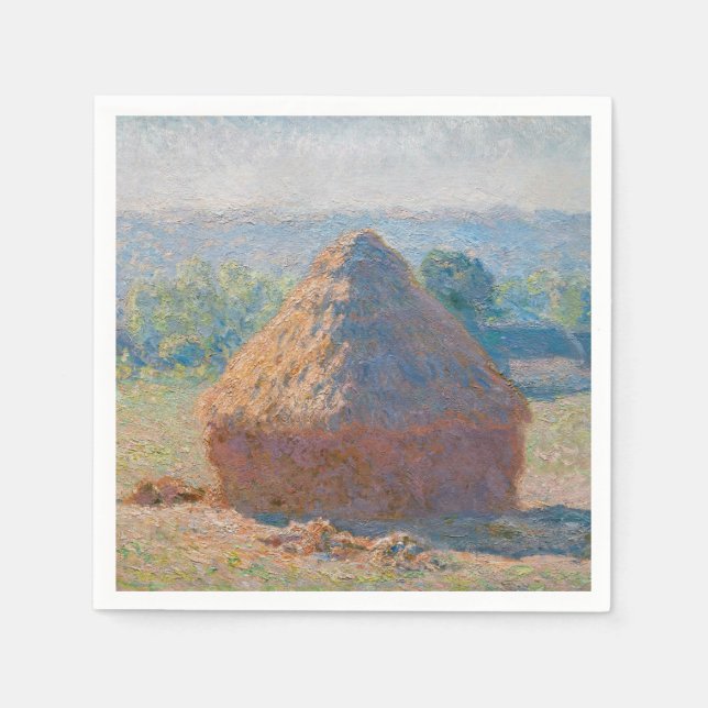 Serviette En Papier Claude Monet - Haystacks, fin de l'été (Devant)