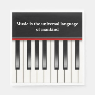Serviette En Papier Clavier de piano avec citation musicale