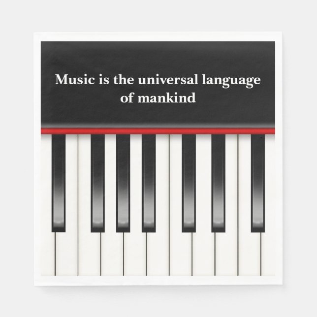 Serviette En Papier Clavier de piano avec citation musicale (Devant)