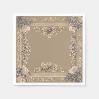 Serviette En Papier clé grise fleurie toile motif,