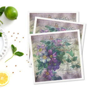 Serviette En Papier Clematis Vine Écriture Ephémère Découpage