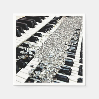 Serviette En Papier Clés de piano Confetti Argent