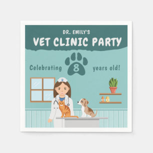Serviette En Papier Clinique vétérinaire pour fille mignonne Anniversa