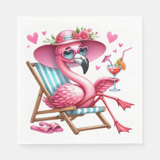 Serviette En Papier Clipart de Flamant rose mignonne