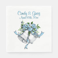 Cloches de mariage bleu personnalisé