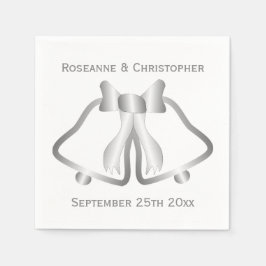 Serviette En Papier Cloches Et Ruban Mariage En Argent