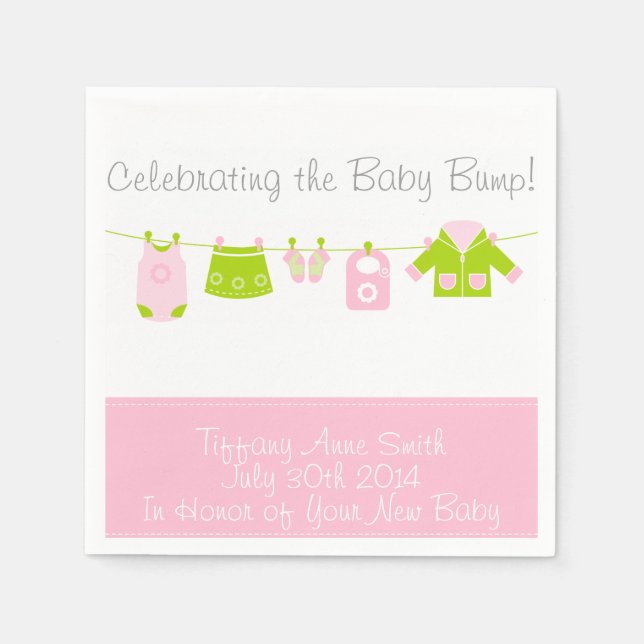 Serviette En Papier Clothesline Girl Baby shower Party (Devant)