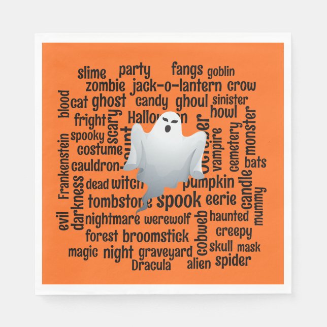 Serviette En Papier Cloud de mot d'Halloween Ghomajorité (Devant)