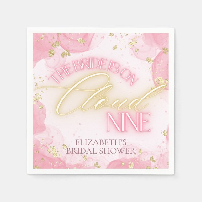 Serviette En Papier Cloud Nine 9 Glow Rose Pailleté Or Mariage (Devant)