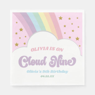 Serviette En Papier Cloud Nine Rainbow et Stars 9e fête d'anniversaire
