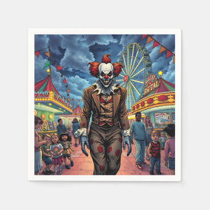 Serviette En Papier Clown éffrayant au style comique du Carnaval