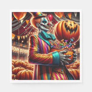 Serviette En Papier Clown effrayant avec Jack O' Lantern Halloween
