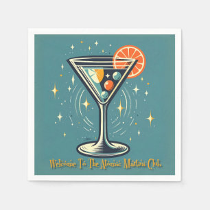 Serviette En Papier Club Atomic Martini Cocktail Rétro Futuriste
