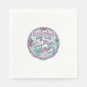 Serviette En Papier Club de surf Licorne T-shirt graphique ludique_1