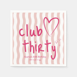 Serviette En Papier Club Thirty Gras Rose Vague Rayure 30e Anniversair
