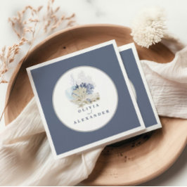 Serviette En Papier Coastal Beach bleu coquillage mariage