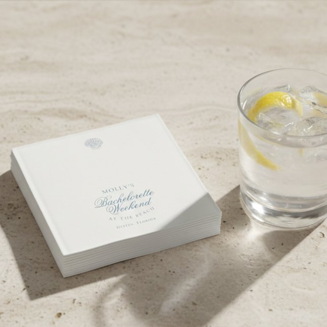 Serviette En Papier Coastal Blue Seashell Bachelorette (Coastal Blue Seashell Bachelorette Napkins)