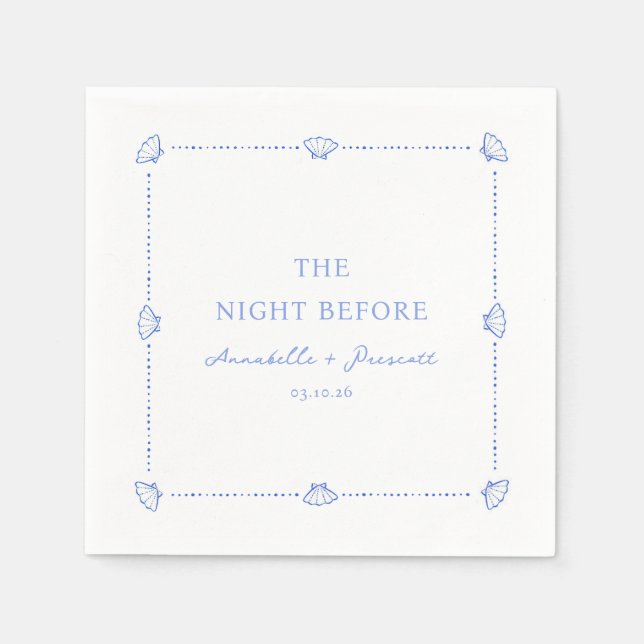 Serviette En Papier Coastal Chic Blue Personalized Rehearsal Dinner (Devant)