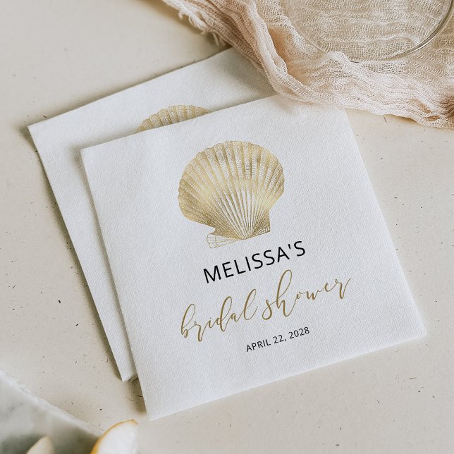Serviette En Papier Coastère Or Coquille Fête des mariées Noire servie (Créateur téléchargé)