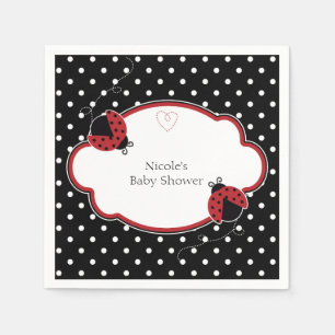 Serviette En Papier Coccinelle noir blanc et rouge à pois Fête