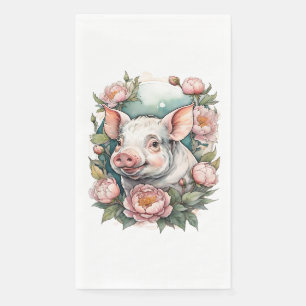 Serviette En Papier Cochon de porc rose pâle