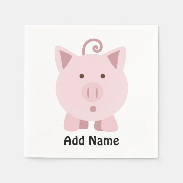 Serviette En Papier Cochon mignon surpris (Devant)