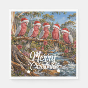 Serviette En Papier Cockatoos roses de Noël festifs