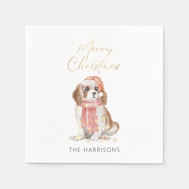 Serviette En Papier Cocker de Noël Spaniel Chien Gold Foil (Devant)
