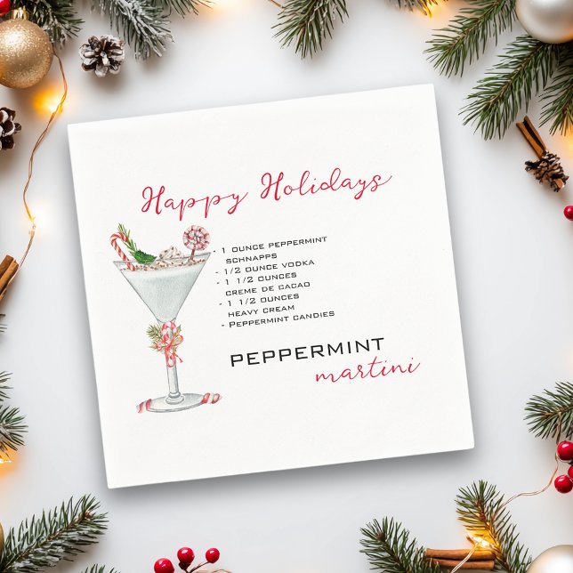 Serviette En Papier Cocktail à la menthe de Noël Martini Recette (Créateur téléchargé)