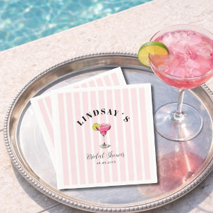 Serviette En Papier Cocktail à rayures roses pour la fête de mariage