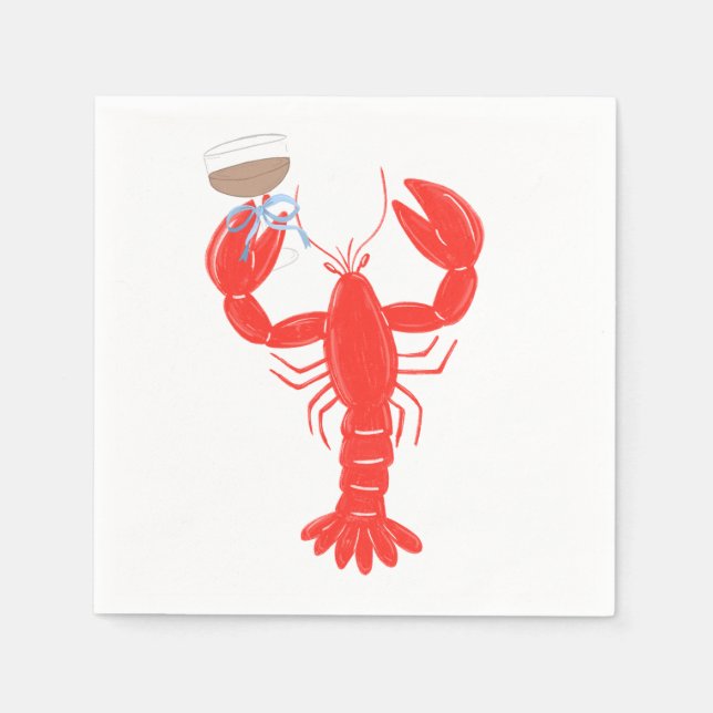 Serviette En Papier Cocktail à thème homard (Devant)