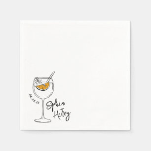 Serviette En Papier Cocktail Aperol Spritz tiré à la main