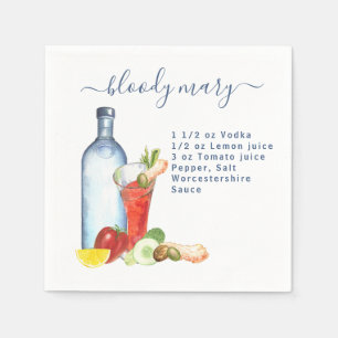 Serviette En Papier Cocktail Aquarelle Recette Consommation Mixte Bloo