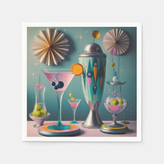Serviette En Papier Cocktail atomique futuriste du milieu du siècle