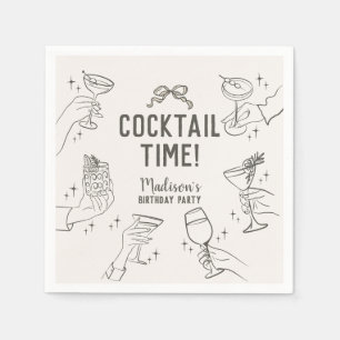 Serviette En Papier Cocktail beige Soirée Anniversaire Rétro