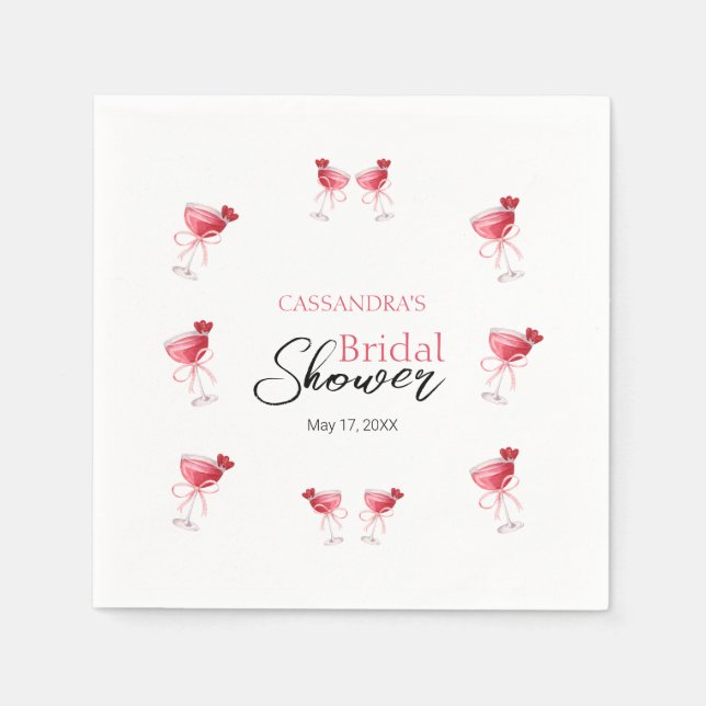 Serviette En Papier Cocktail Beverage Fête des mariées Bow rose (Devant)