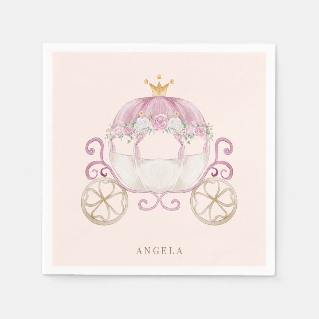 Serviette En Papier Cocktail Blush & Gold Princess Baby shower (Devant)