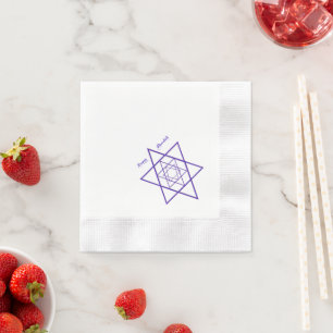 Serviette En Papier Cocktail Chanukah ou Hanoukka Blue Stars