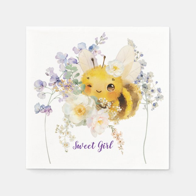 Serviette En Papier Cocktail d'abeille à fleurs serviettes (Devant)