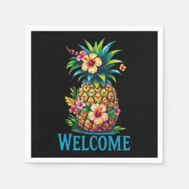 Serviette En Papier Cocktail d'ananas tropical Bienvenue