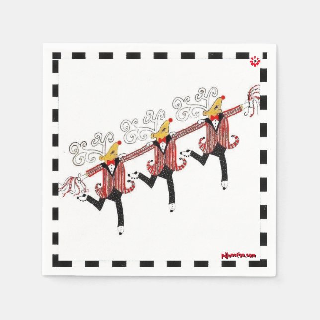 Serviette En Papier Cocktail Dancing Reindeer Napkins (Devant)