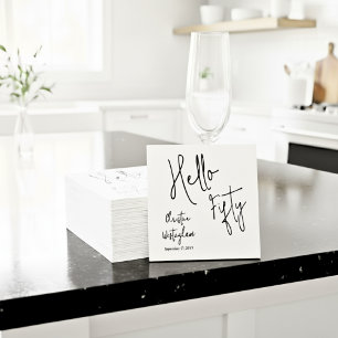Serviette En Papier Cocktail d'anniversaire des 50 ans Modern Hello Fi
