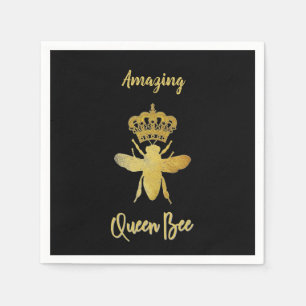 Serviette En Papier Cocktail de boisson Black Beverage QuEEN BEE Gold 