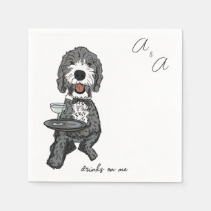 Serviette En Papier Cocktail de caniche gris amusant