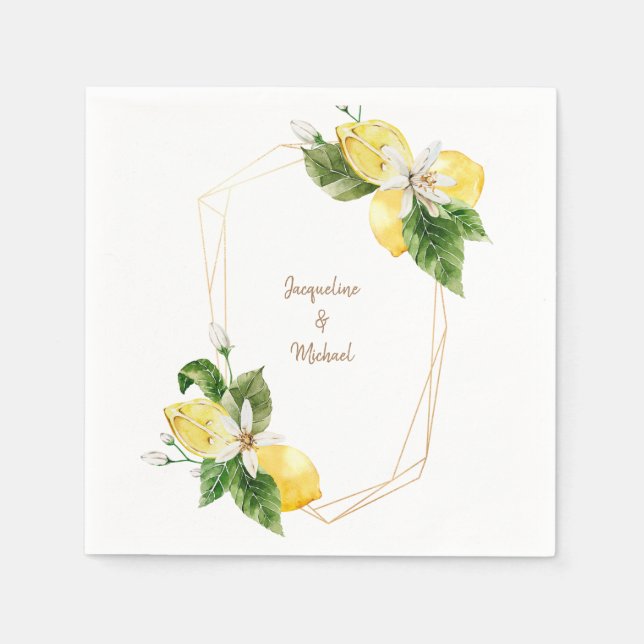 Serviette En Papier Cocktail de citrons d'or méditerranéen (Devant)