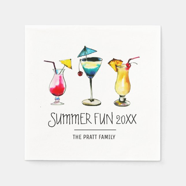 Serviette En Papier Cocktail de fête d'été (Devant)