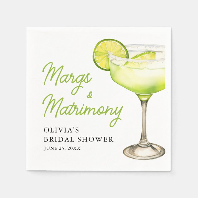 Serviette En Papier Cocktail de Fiançailles Moderne Margs & Matrimony (Devant)