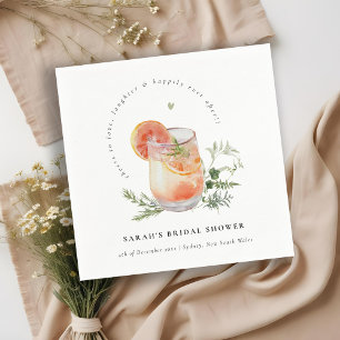 Serviette En Papier Cocktail de mariage élégant orange vert pêche 