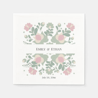 Serviette En Papier Cocktail de mariage floral folklorique personnalis
