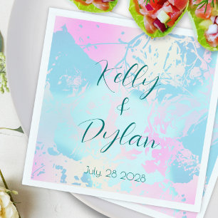 Serviette En Papier Cocktail de mariage pastel abstrait moderne